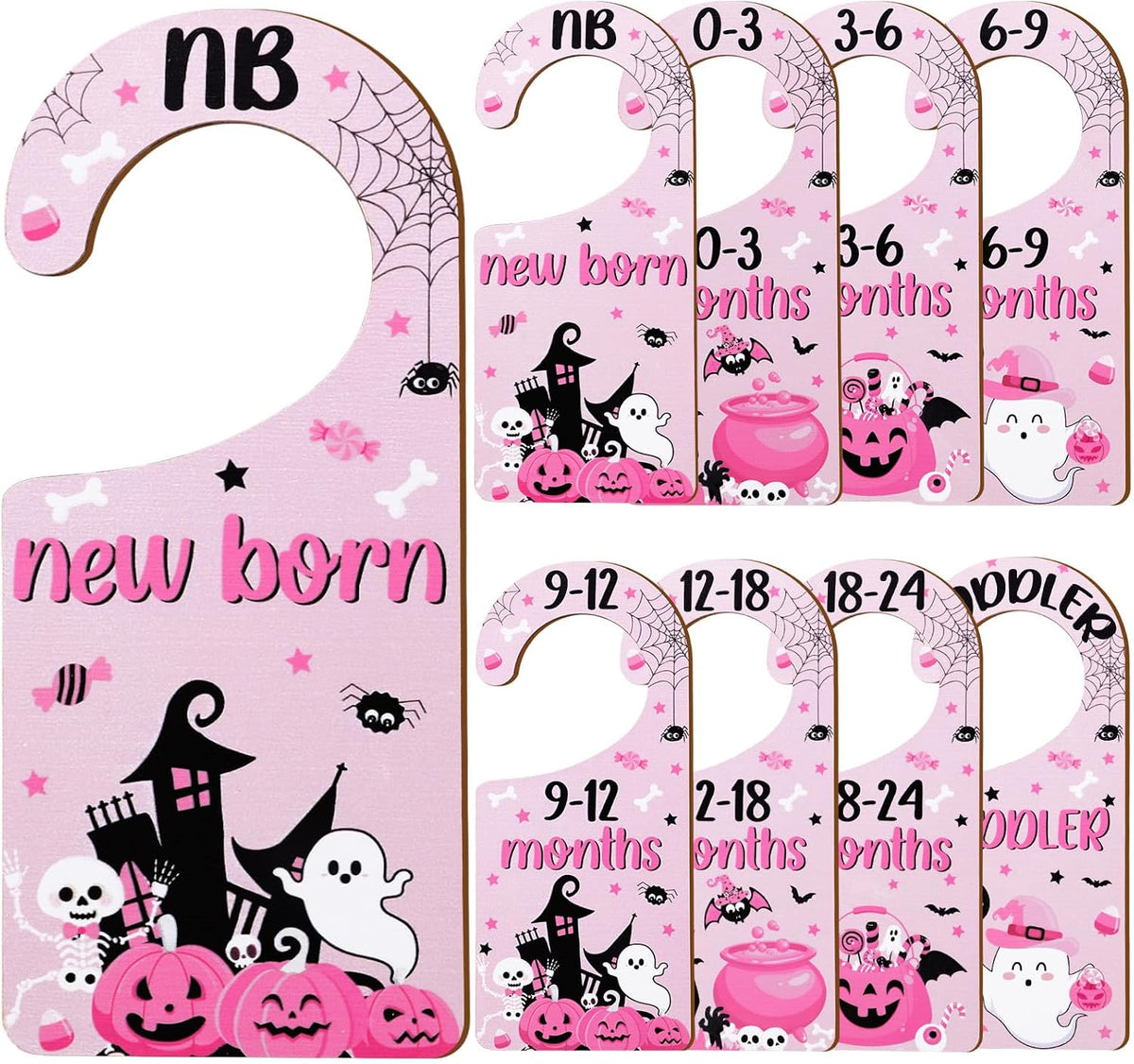 Baby Closet Dividers 8PCS, Outer Space Themed Wooden Double-Sided Clothes Size Hanger Organizer from Newborn to Toddler for Nursery Decor Baby Shower Birthday Gift Blue