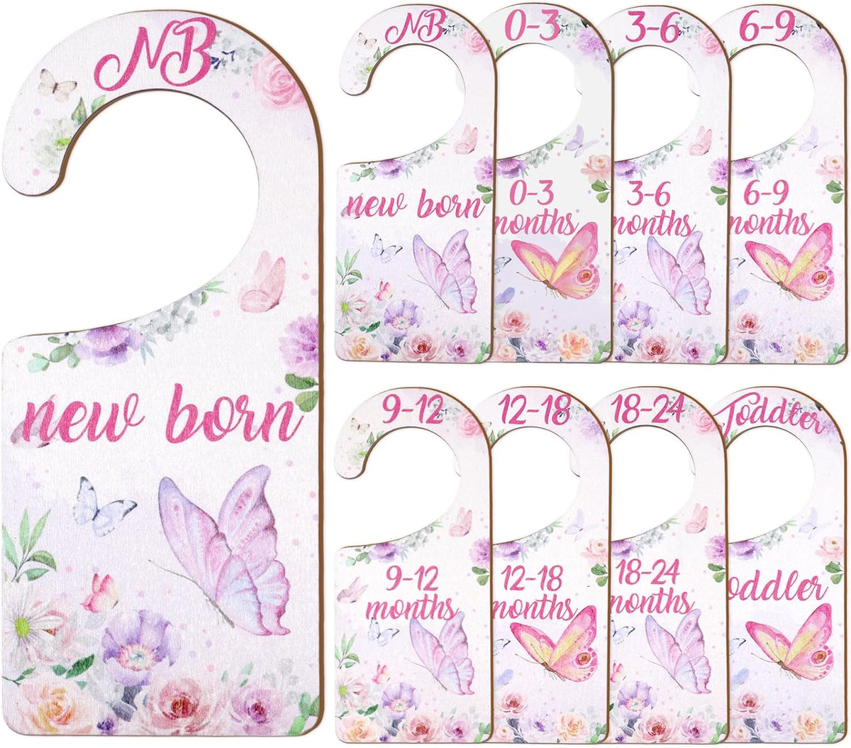 Baby Closet Dividers 8PCS, Outer Space Themed Wooden Double-Sided Clothes Size Hanger Organizer from Newborn to Toddler for Nursery Decor Baby Shower Birthday Gift Blue