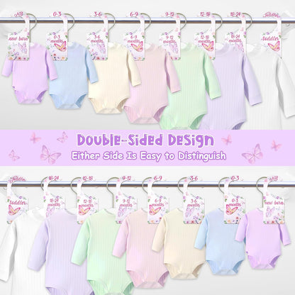 Baby Closet Dividers 8PCS, Outer Space Themed Wooden Double-Sided Clothes Size Hanger Organizer from Newborn to Toddler for Nursery Decor Baby Shower Birthday Gift Blue