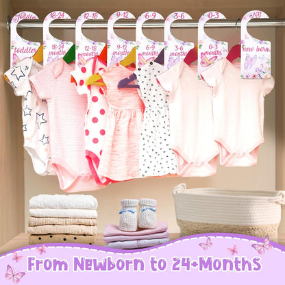 Baby Closet Dividers 8PCS, Outer Space Themed Wooden Double-Sided Clothes Size Hanger Organizer from Newborn to Toddler for Nursery Decor Baby Shower Birthday Gift Blue