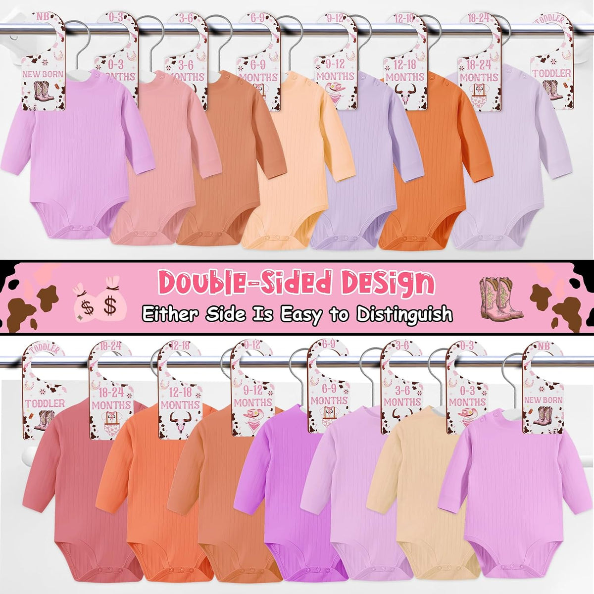 Baby Closet Dividers 8PCS, Outer Space Themed Wooden Double-Sided Clothes Size Hanger Organizer from Newborn to Toddler for Nursery Decor Baby Shower Birthday Gift Blue