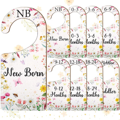Baby Closet Dividers 8PCS, Outer Space Themed Wooden Double-Sided Clothes Size Hanger Organizer from Newborn to Toddler for Nursery Decor Baby Shower Birthday Gift Blue
