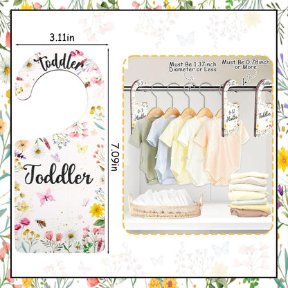 Baby Closet Dividers 8PCS, Outer Space Themed Wooden Double-Sided Clothes Size Hanger Organizer from Newborn to Toddler for Nursery Decor Baby Shower Birthday Gift Blue