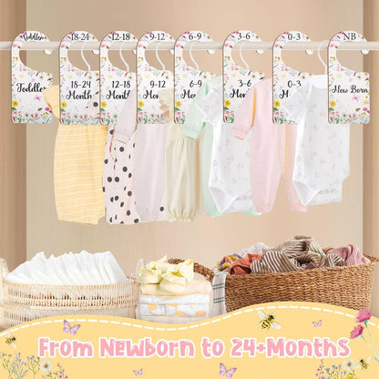 Baby Closet Dividers 8PCS, Outer Space Themed Wooden Double-Sided Clothes Size Hanger Organizer from Newborn to Toddler for Nursery Decor Baby Shower Birthday Gift Blue