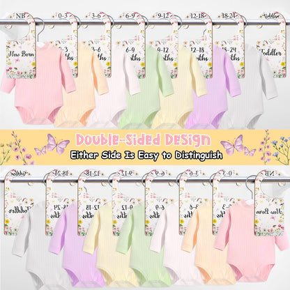 Baby Closet Dividers 8PCS, Outer Space Themed Wooden Double-Sided Clothes Size Hanger Organizer from Newborn to Toddler for Nursery Decor Baby Shower Birthday Gift Blue