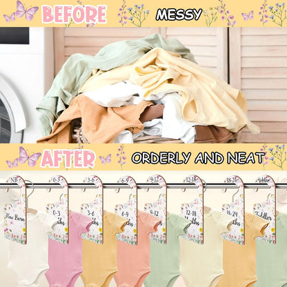 Baby Closet Dividers 8PCS, Outer Space Themed Wooden Double-Sided Clothes Size Hanger Organizer from Newborn to Toddler for Nursery Decor Baby Shower Birthday Gift Blue