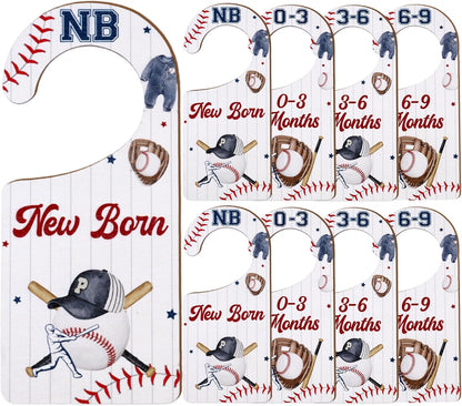 Baby Closet Dividers 8PCS, Outer Space Themed Wooden Double-Sided Clothes Size Hanger Organizer from Newborn to Toddler for Nursery Decor Baby Shower Birthday Gift Blue