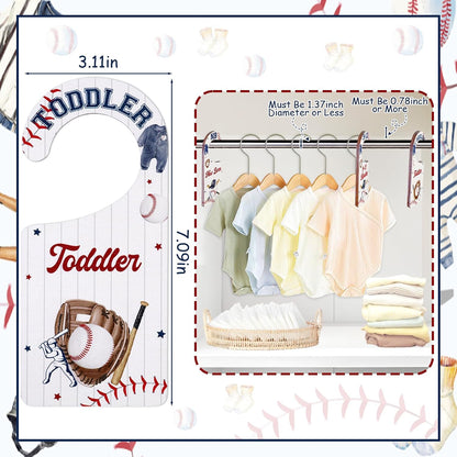 Baby Closet Dividers 8PCS, Outer Space Themed Wooden Double-Sided Clothes Size Hanger Organizer from Newborn to Toddler for Nursery Decor Baby Shower Birthday Gift Blue