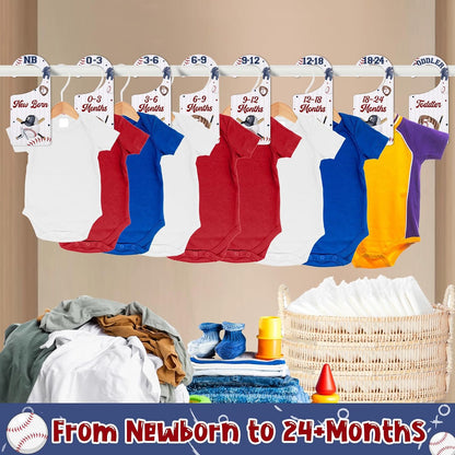 Baby Closet Dividers 8PCS, Outer Space Themed Wooden Double-Sided Clothes Size Hanger Organizer from Newborn to Toddler for Nursery Decor Baby Shower Birthday Gift Blue