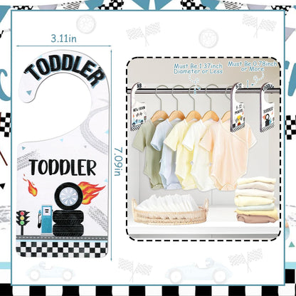 Baby Closet Dividers 8PCS, Outer Space Themed Wooden Double-Sided Clothes Size Hanger Organizer from Newborn to Toddler for Nursery Decor Baby Shower Birthday Gift Blue