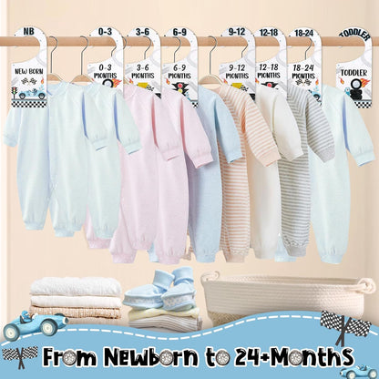 Baby Closet Dividers 8PCS, Outer Space Themed Wooden Double-Sided Clothes Size Hanger Organizer from Newborn to Toddler for Nursery Decor Baby Shower Birthday Gift Blue