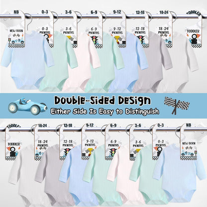 Baby Closet Dividers 8PCS, Outer Space Themed Wooden Double-Sided Clothes Size Hanger Organizer from Newborn to Toddler for Nursery Decor Baby Shower Birthday Gift Blue