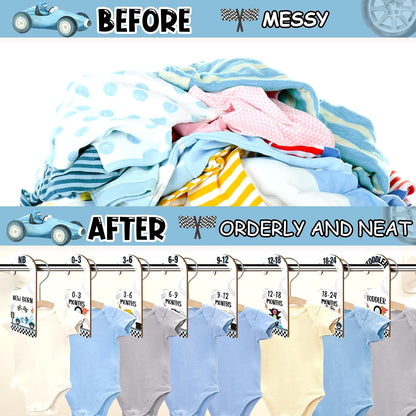 Baby Closet Dividers 8PCS, Outer Space Themed Wooden Double-Sided Clothes Size Hanger Organizer from Newborn to Toddler for Nursery Decor Baby Shower Birthday Gift Blue