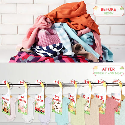 Baby Closet Dividers 8PCS, Outer Space Themed Wooden Double-Sided Clothes Size Hanger Organizer from Newborn to Toddler for Nursery Decor Baby Shower Birthday Gift Blue