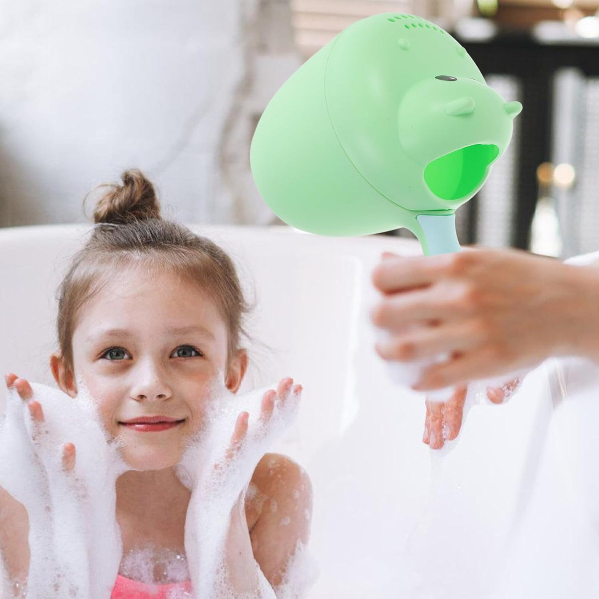 Hippo Style Baby Shampoo Rinser Bath Cup Waterfall Rinser Baby Bath Cups for Rinsing Easy to Hold