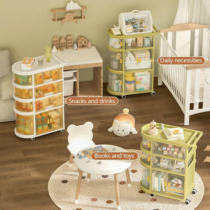 Baby Rolling Cart Organizer with Drawers, Bedside Cart for Baby Essentials, Kids Bookshelf and Toy Organizer, Baby Caddy Organizer Cart, Rolling Diaper Cart for Baby Room Bedroom(White)