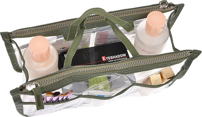 Translucent Purse Handbag Tote Pocketbook Bag Organizer Insert with Zipper Handle for Women Medium Army Green