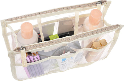 Translucent Purse Handbag Tote Pocketbook Bag Organizer Insert with Zipper Handle for Women Medium Army Green