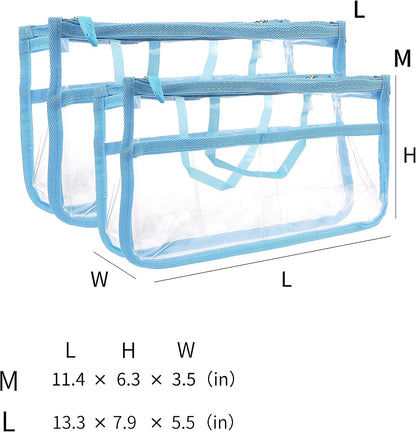 Translucent Purse Handbag Tote Pocketbook Bag Organizer Insert with Zipper Handle for Women Medium Army Green