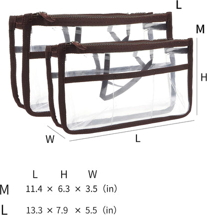 Translucent Purse Handbag Tote Pocketbook Bag Organizer Insert with Zipper Handle for Women Medium Army Green