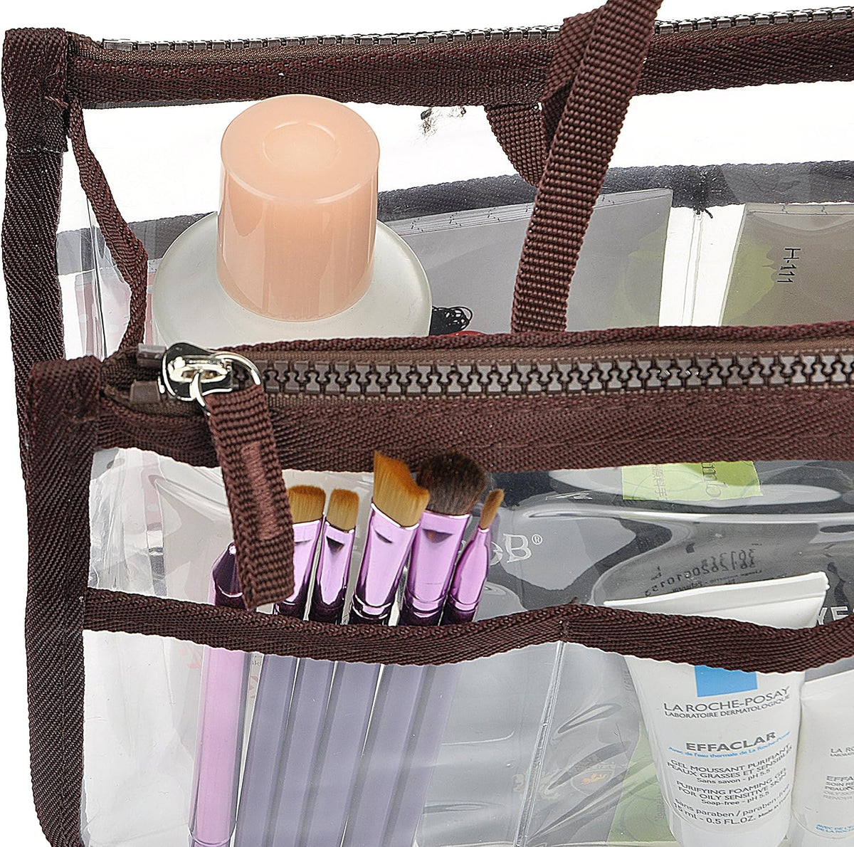 Translucent Purse Handbag Tote Pocketbook Bag Organizer Insert with Zipper Handle for Women Medium Army Green