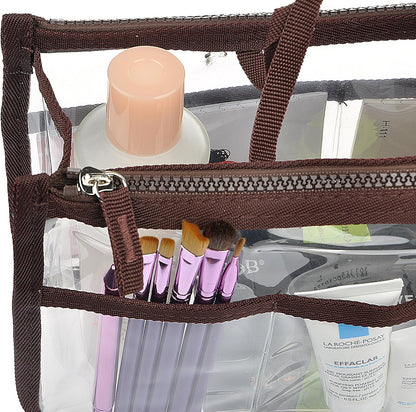 Translucent Purse Handbag Tote Pocketbook Bag Organizer Insert with Zipper Handle for Women Medium Army Green