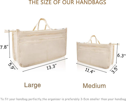 Translucent Purse Handbag Tote Pocketbook Bag Organizer Insert with Zipper Handle for Women Medium Army Green