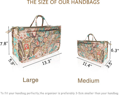 Translucent Purse Handbag Tote Pocketbook Bag Organizer Insert with Zipper Handle for Women Medium Army Green