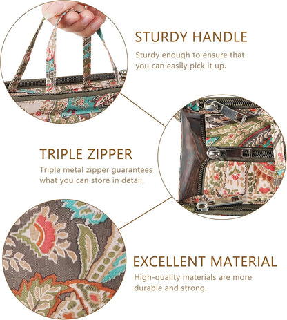 Translucent Purse Handbag Tote Pocketbook Bag Organizer Insert with Zipper Handle for Women Medium Army Green