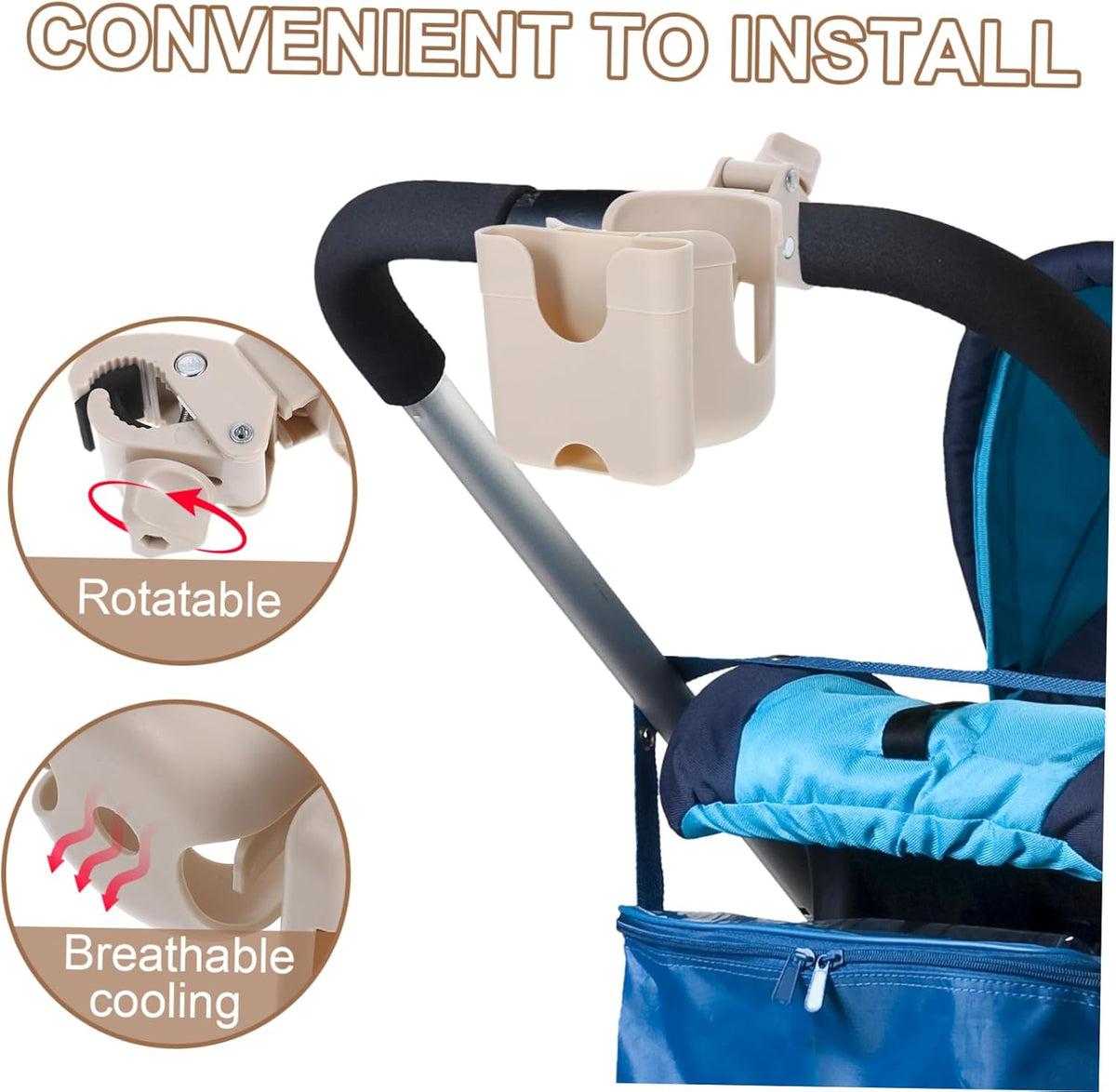 Universal Baby Stroller Cup Holder with Phone Mount Removable Water Bottle Rack for Infants Compatible with Most Strollers Sturdy Design for Snacks and Drinks