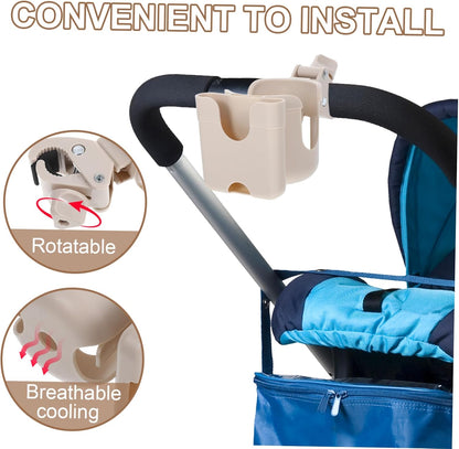 Universal Baby Stroller Cup Holder with Phone Mount Removable Water Bottle Rack for Infants Compatible with Most Strollers Sturdy Design for Snacks and Drinks
