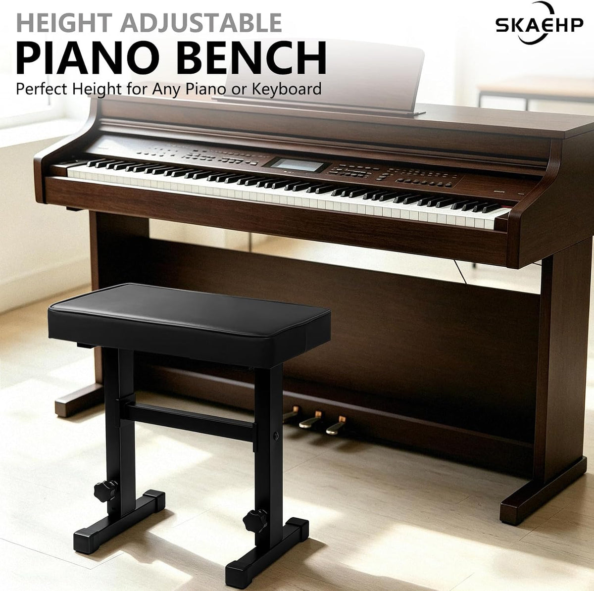 Adjustable Piano Bench, Durable Piano Stool Music Keyboard Chair Seat