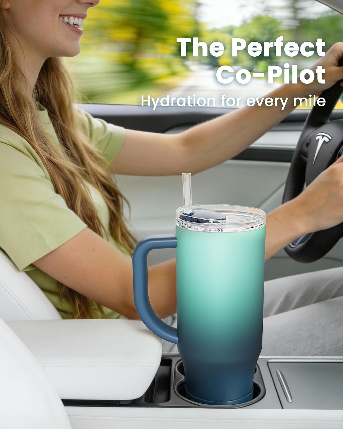Renoj Insulated Mug 100% Leak Proof Insulated Water Bottle for Iced Coffee & Hot Drinks - Fits Car Cup Holder, Ideal Gift, 2 Straws & Silicone Boot - SnapShift Black 40 oz