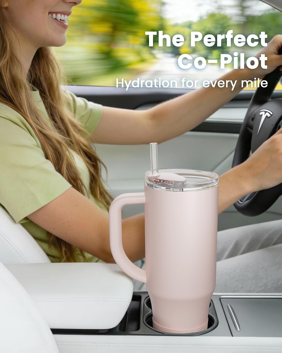 Renoj Insulated Mug 100% Leak Proof Insulated Water Bottle for Iced Coffee & Hot Drinks - Fits Car Cup Holder, Ideal Gift, 2 Straws & Silicone Boot - SnapShift Black 40 oz