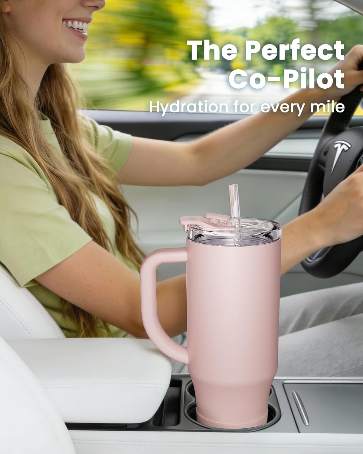 Renoj Insulated Mug 100% Leak Proof Insulated Water Bottle for Iced Coffee & Hot Drinks - Fits Car Cup Holder, Ideal Gift, 2 Straws & Silicone Boot - SnapShift Black 40 oz