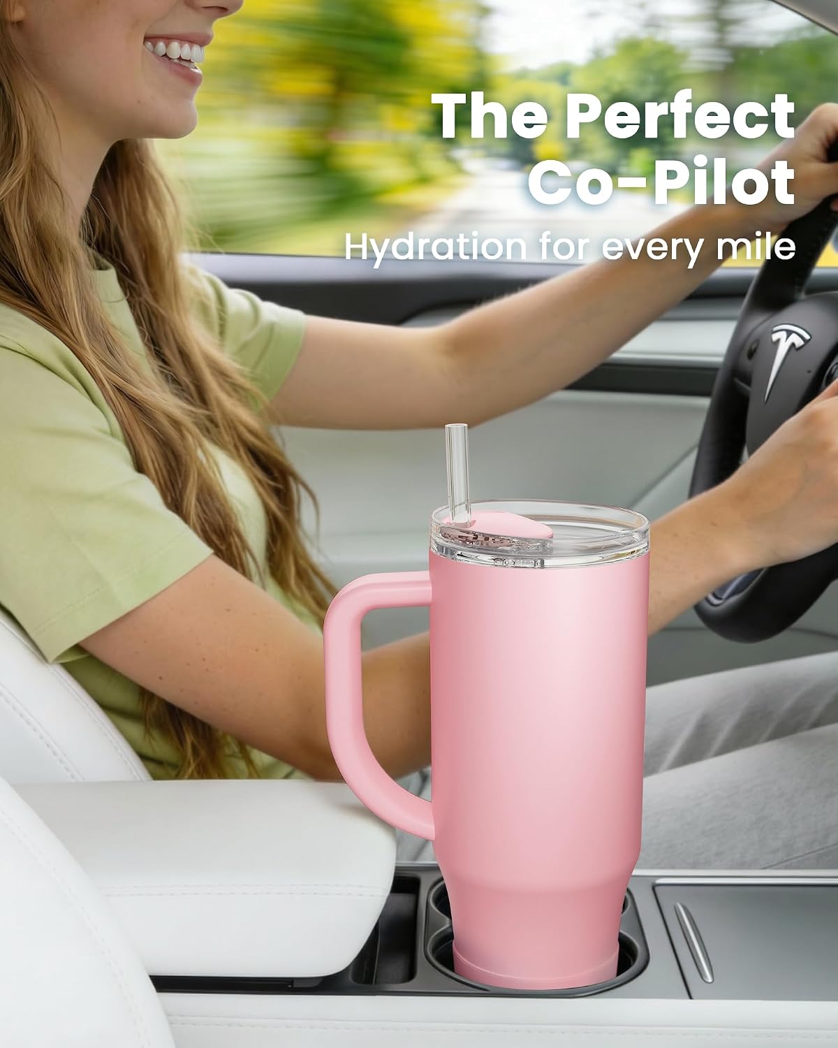 Renoj Insulated Mug 100% Leak Proof Insulated Water Bottle for Iced Coffee & Hot Drinks - Fits Car Cup Holder, Ideal Gift, 2 Straws & Silicone Boot - SnapShift Black 40 oz