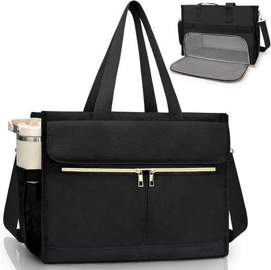 Lunch Bag for Women, 15.6" Laptop Tote with Insulated Lunch Box Compartment for Nurse, Teacher Work Office Outdoor