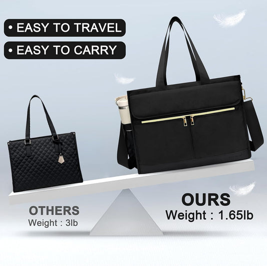 Lunch Bag for Women, 15.6" Laptop Tote with Insulated Lunch Box Compartment for Nurse, Teacher Work Office Outdoor