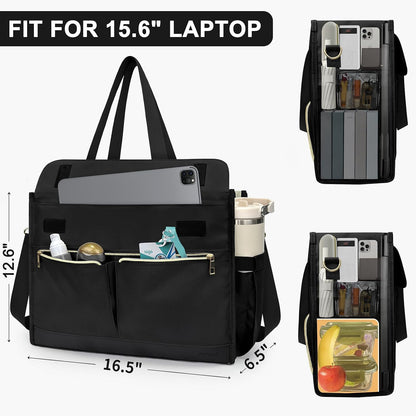 Lunch Bag for Women, 15.6" Laptop Tote with Insulated Lunch Box Compartment for Nurse, Teacher Work Office Outdoor