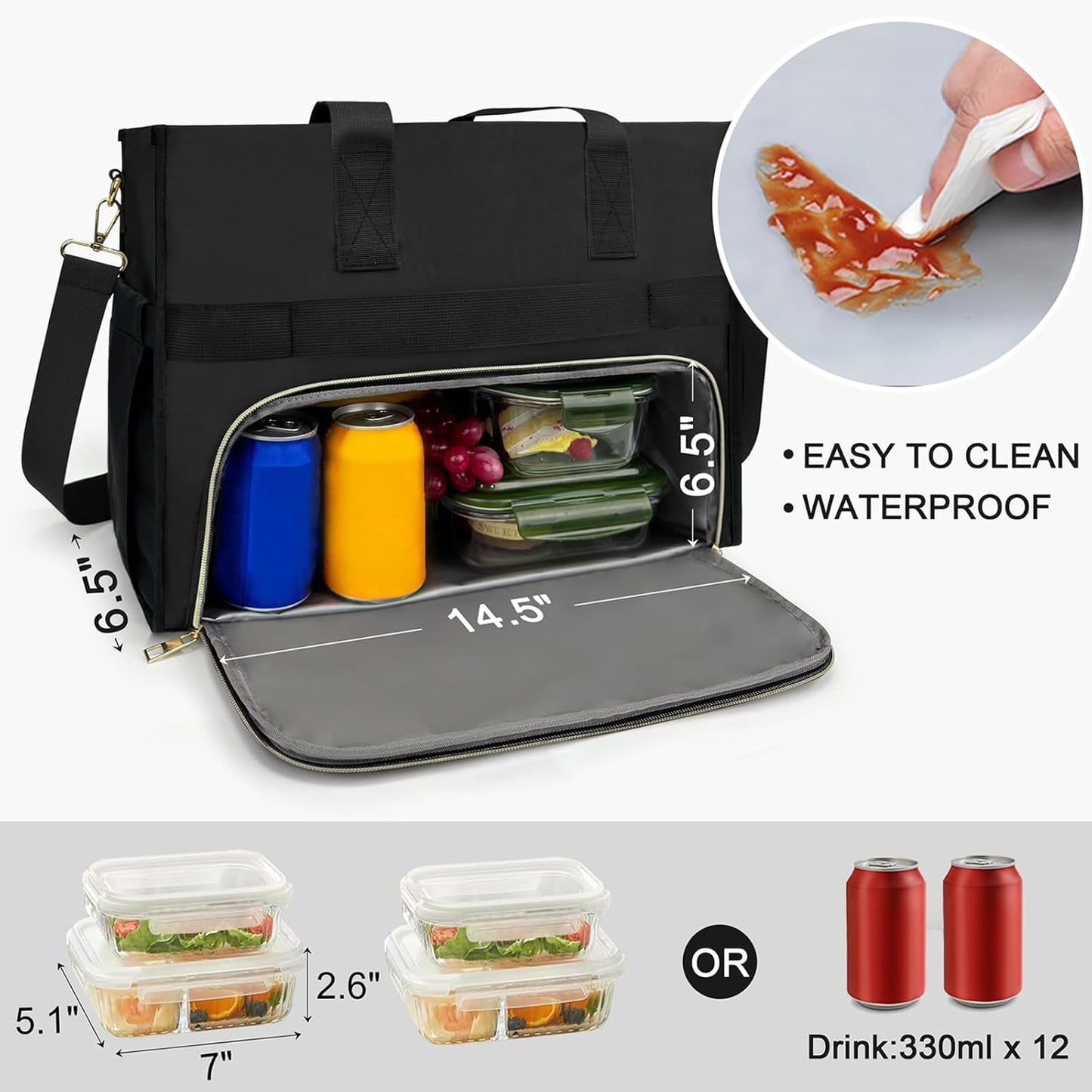 Lunch Bag for Women, 15.6" Laptop Tote with Insulated Lunch Box Compartment for Nurse, Teacher Work Office Outdoor
