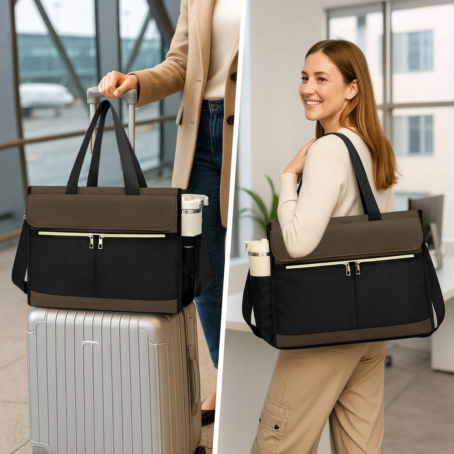 Lunch Bag for Women, 15.6" Laptop Tote with Insulated Lunch Box Compartment for Nurse, Teacher Work Office Outdoor