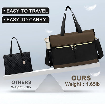 Lunch Bag for Women, 15.6" Laptop Tote with Insulated Lunch Box Compartment for Nurse, Teacher Work Office Outdoor