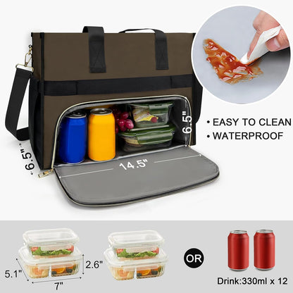 Lunch Bag for Women, 15.6" Laptop Tote with Insulated Lunch Box Compartment for Nurse, Teacher Work Office Outdoor