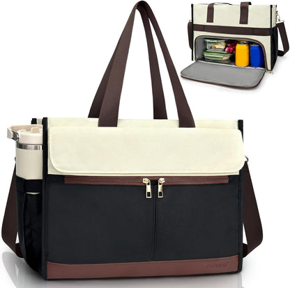 Lunch Bag for Women, 15.6" Laptop Tote with Insulated Lunch Box Compartment for Nurse, Teacher Work Office Outdoor