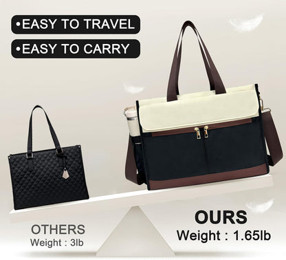 Lunch Bag for Women, 15.6" Laptop Tote with Insulated Lunch Box Compartment for Nurse, Teacher Work Office Outdoor