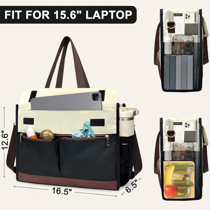 Lunch Bag for Women, 15.6" Laptop Tote with Insulated Lunch Box Compartment for Nurse, Teacher Work Office Outdoor