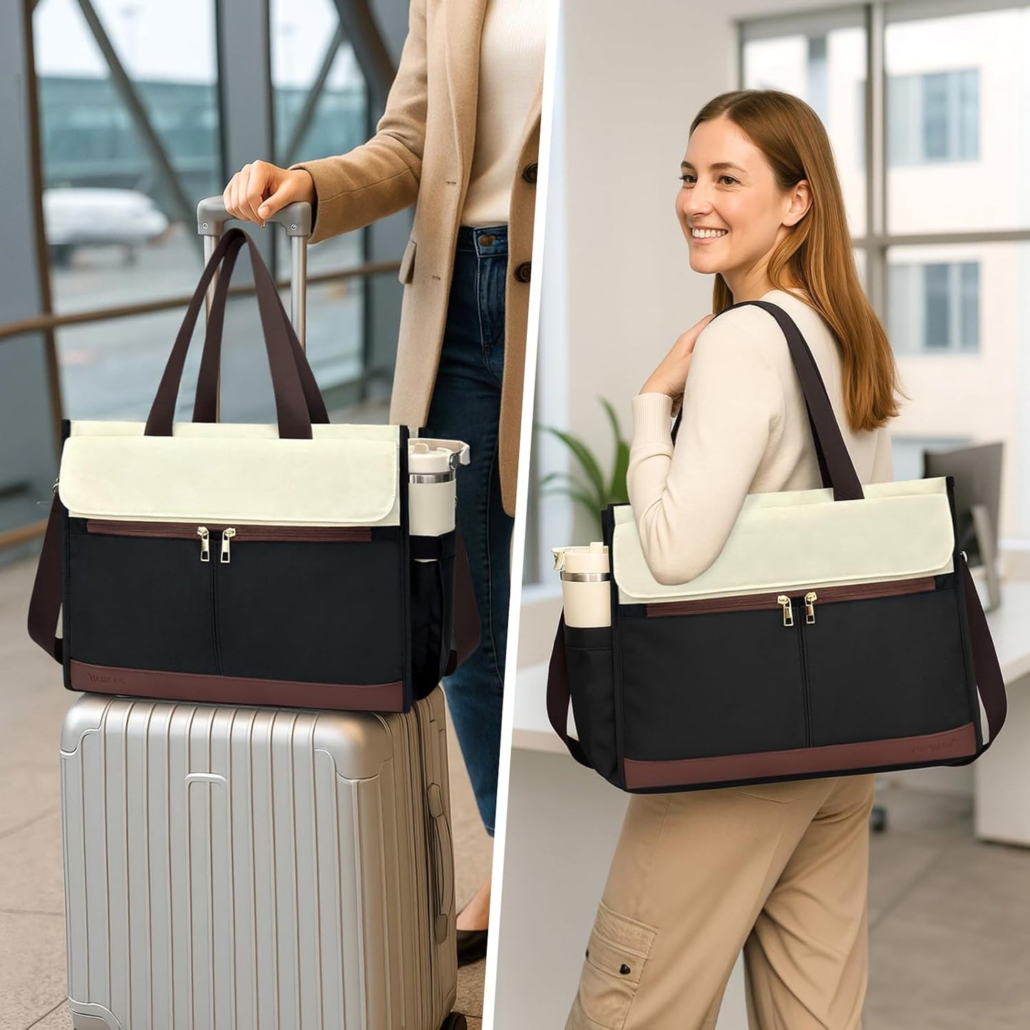 Lunch Bag for Women, 15.6" Laptop Tote with Insulated Lunch Box Compartment for Nurse, Teacher Work Office Outdoor