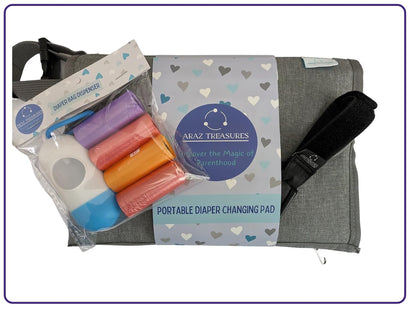 3 x1 Pack: Portable Changing Pad for Baby, Travel Changing Station, with Stroller Hook and Bag Dispenser