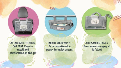 3 x1 Pack: Portable Changing Pad for Baby, Travel Changing Station, with Stroller Hook and Bag Dispenser