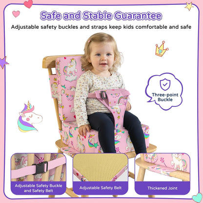 Booster Seat for Kitchen Chair with Backrest, Removable, TPU Waterproof